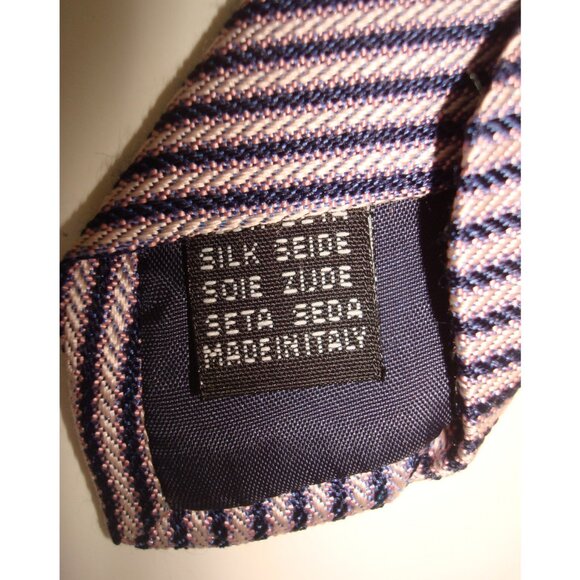 New! BETTINI Lavender Purple & Blue Textured Diagonal Striped Silk Tie - Picture 6 of 6